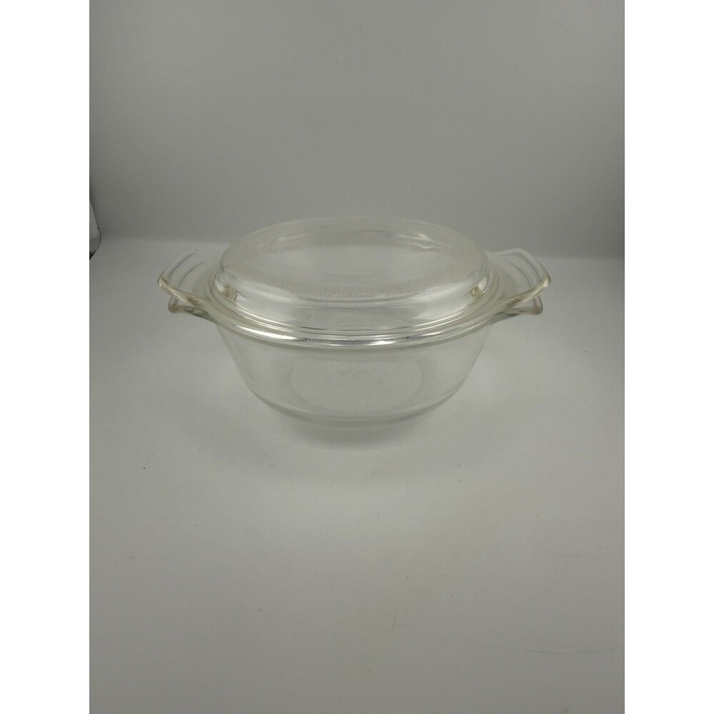 Vintage Anchor Hocking Fire King #472 Clear 12 oz Casserole Oven Dish w/Lid 5"